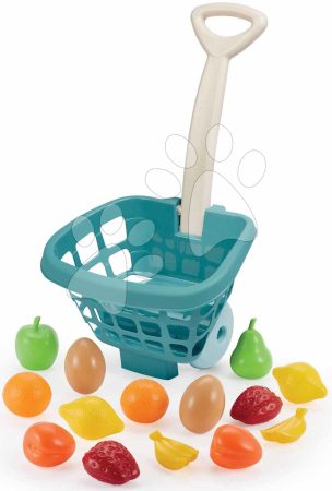 Bevásárlókocsi gyümölcsökkel és zöldségekkel Vert Azur Écoiffier 15 darabos kék 41 cm magas 18 hó-tól gyerek játék webáruház - játék rendelés online Játékkonyhák | Játékkonyha kiegészítők és edények