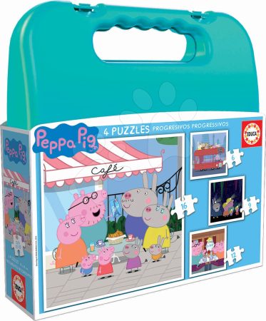 Puzzle kofferben Peppa Pig Progressive Educa 12-16-20-25 darabos 4 évtől gyerek játék webáruház - játék rendelés online Puzzle és társasjátékok | Gyerek puzzle | Progresszív gyerek puzzle