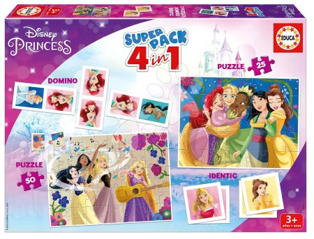 Superpack 4in1 Disney Princess Educa domino pexeso és puzzle 25 és 50 darabos 3 évtől gyerek játék webáruház - játék rendelés online Puzzle és társasjátékok | Gyerek puzzle | Progresszív gyerek puzzle