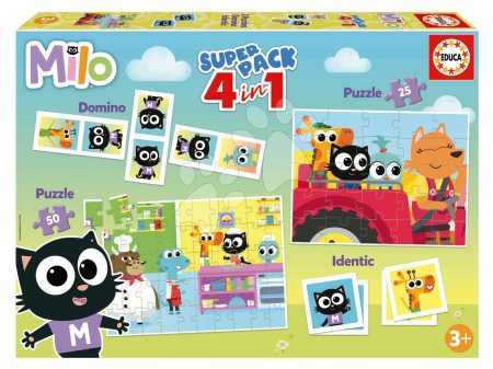 Superpack 4in1 Milo Educa domino pexeso és puzzle 25 és 50 darabos gyerek játék webáruház - játék rendelés online Puzzle és társasjátékok | Gyerek puzzle | Progresszív gyerek puzzle
