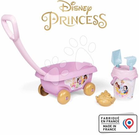 Húzható kiskocsi Disney Princess Garnished Beach Cart Smoby vödör szettel 18 hó-tól gyerek játék webáruház - játék rendelés online Kerti játékok  | Homokozó játékok | Homokozó talicskák