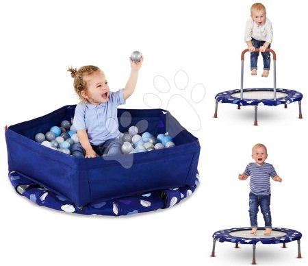 Trambulin Activity Center 3-in-1 Blue smarTrike összecsukható kerek 92 cm átmérővel kapaszkodóval medencével és 100 drb labdával 10 hó-tól gyerek játék webáruház - játék rendelés online Kerti játékok  | Trambulinok | Trambulinok gyerekeknek