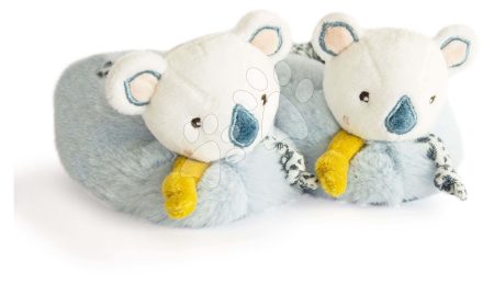 Papucsok kisbabának csörgővel Yoca le Koala Doudou et Compagnie kék ajándékcsomagolásban 0-6 hó gyerek játék webáruház - játék rendelés online Babakellékek | Babaruházat