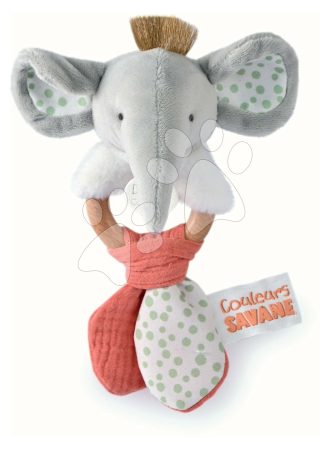 Plüss elefánt csörgővel Couleurs Savane Doudou et Compagnie szürke-rózsaszín 15 cm 0 hó-tól gyerek játék webáruház - játék rendelés online Plüssjátékok | Plüssállatkák
