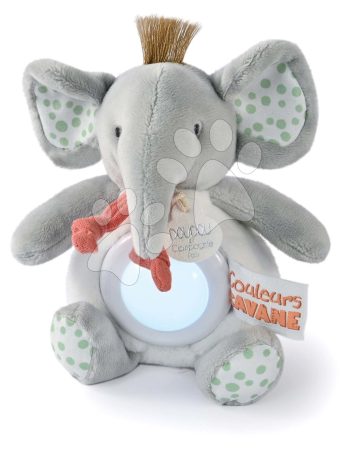 Plüss elefánt éjjeli fénnyel Nightlight Couleurs Savane Doudou et Compagnie szürke 15 cm 0 hó-tól gyerek játék webáruház - játék rendelés online Plüssjátékok | Plüssállatkák