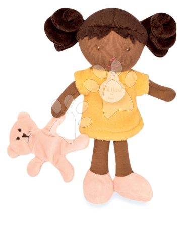 Rongybaba kisbabáknak Mrs Vanilla My First Doll Jolijou 21 cm sárga ruhácskában kutyussal puha textilanyagból 0 hó-tól gyerek játék webáruház - játék rendelés online Játékbabák gyerekeknek | Játékbabák kislányoknak | Rongybabák