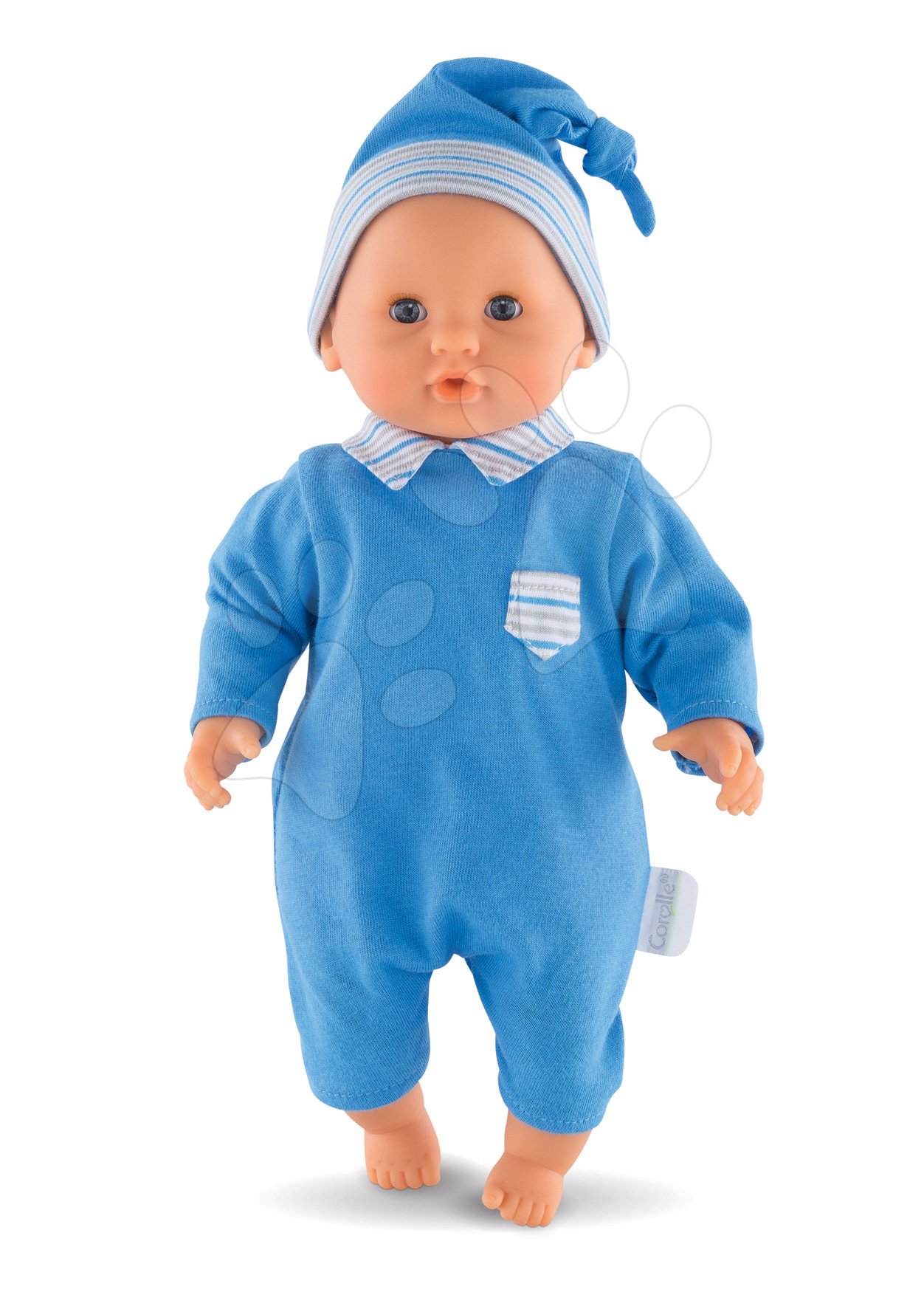 Játékbaba Bébé Calin Maël Corolle kék pislogó szemekkel és gyöngyöcskékkel 30 cm 18 hó-tól gyerek játék webáruház - játék rendelés online Játékbabák gyerekeknek | Játékbabák kislányoknak | Játékbabák 18 hónapos kortól