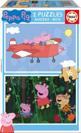 Fa puzzle Peppa Pig Educa 2x 16 darabos gyerek játék webáruház - játék rendelés online Puzzle és társasjátékok | Gyerek puzzle | Fából készült Disney