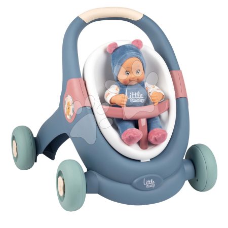 Készségfejlesztő járássegítő és babakocsi Baby Walker 3in1 + Baby Doll Little Smoby 30 cm játékbabával és fékezhető 12 hó-tól gyerek játék webáruház - játék rendelés online