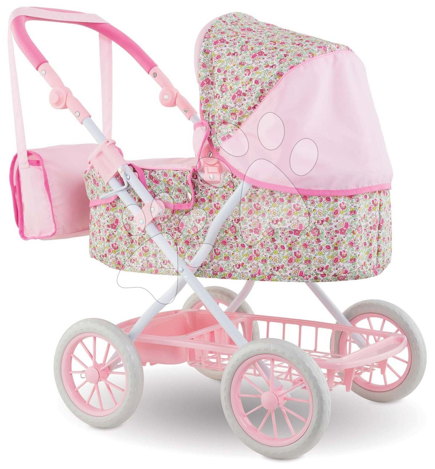 Mély babakocsi pelenkázó táskával Carriage Floral Corolle összecsukható 36-52 cm játékbabának magasságilag állítható gyerek játék webáruház - játék rendelés online