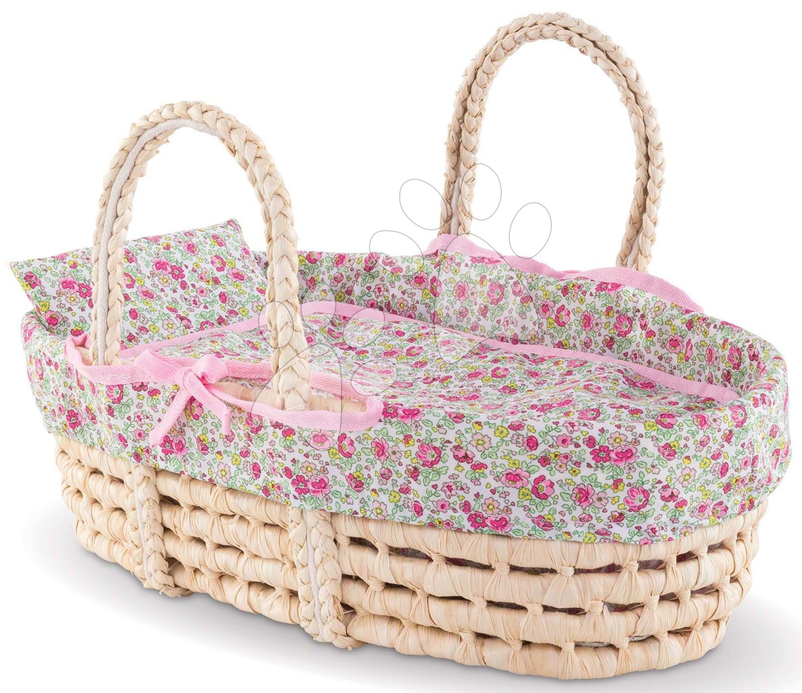 Fonott kosár takaróval és párnával Braided Basket Floral Corolle 36-42 cm játékbaba CO141350 gyerek játék webáruház - játék rendelés online