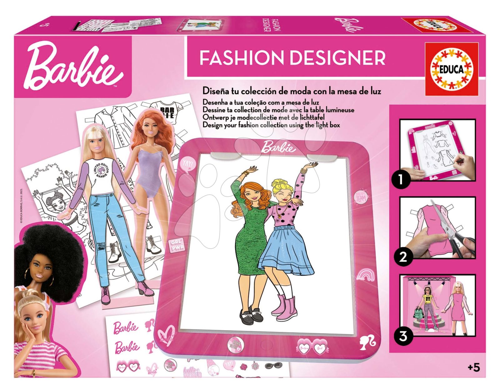 Kreatív alkotás táblagéppel Fashion Designer Barbie Educa Tervezd meg a babák divatkollekcióját 4 modell 5 évtől gyerek játék webáruház - játék rendelés online