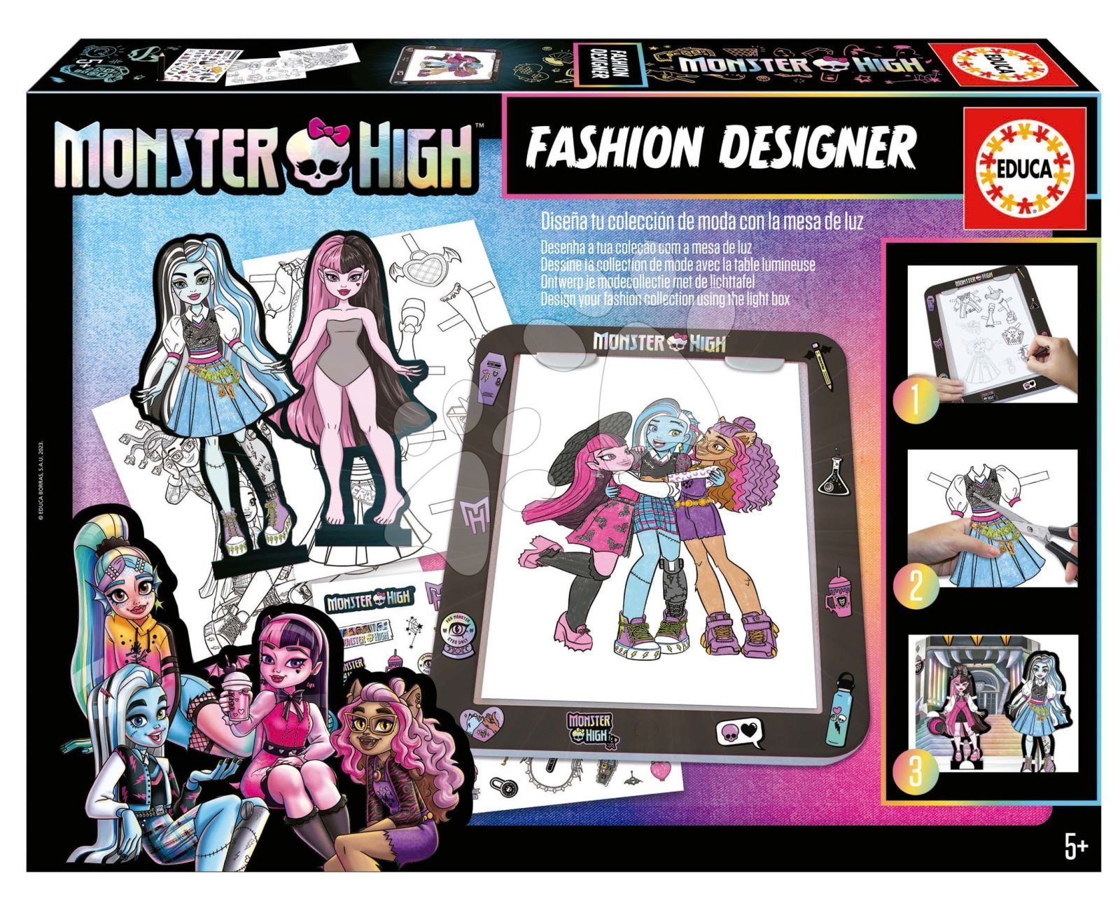 Kreatív alkotás táblagéppel Fashion Designer Monster High Educa Tervezd meg a babák divatkollekcióját 4 modell 5 évtől gyerek játék webáruház - játék rendelés online