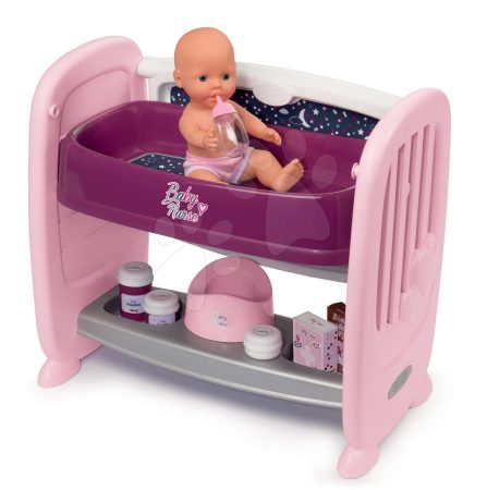 Babaágy gyermekágy mellé pelenkázó pulttal Violette Baby Nurse 2in1 Smoby 3 pozíciós