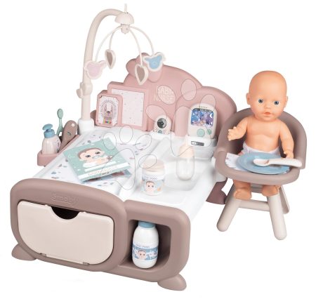 Babacenter Cocoon Nursery Natur D'Amour Baby Nurse Smoby nappali és esti zóna elektronikus funkciókkal 20 kiegészítő gyerek játék webáruház - játék rendelés online