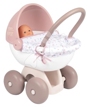 Mély babakocsi textil takaróval Natur D'Amour Baby Nurse Smoby 42 cm játékbabának ergonomikus tolókar magassága 55 cm 18 hó-tól gyerek játék webáruház - játék rendelés online