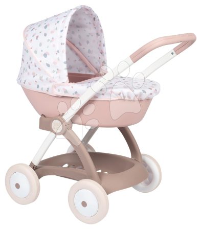 Mély babakocsi textil huzattal Pram Natur D'Amour Baby Nurse Smoby 42 cm játékbabának tolókar magassága 58 cm 18 hó-tól gyerek játék webáruház - játék rendelés online