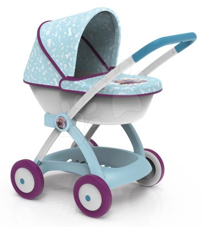 Mély babakocsi Jégvarázs Frozen Pram Smoby 42 cm játékbabának naptetővel 58 cm magas tolókar 18 hó-tól gyerek játék webáruház - játék rendelés online