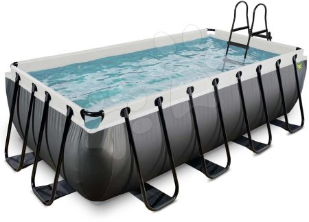 Medence szűrőszivattyúval Black Leather pool Exit Toys acél szerkezet 400*200*100 cm fekete 6 évtől gyerek játék webáruház - játék rendelés online