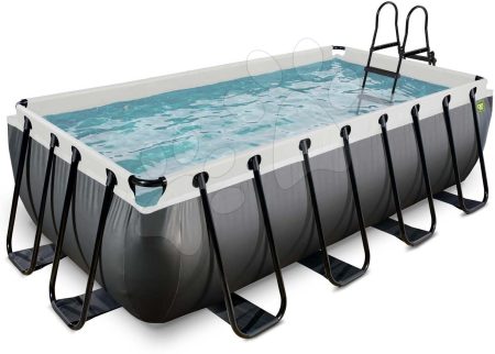 Medence homokszűrős szivattyúval Black Leather pool Exit Toys acél szerkezet 400*200*100 cm fekete 6 évtől gyerek játék webáruház - játék rendelés online