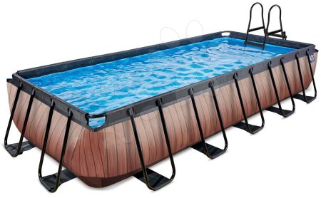 Medence homokszűrős vízforgatóval Wood pool Exit Toys acél medencekeret 540*250*100 cm barna 6 évtől gyerek játék webáruház - játék rendelés online