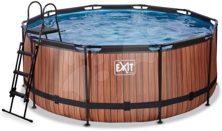 Medence vízforgatóval Wood pool Exit Toys kerek acél medencekeret 360*122 cm barna 6 évtől gyerek játék webáruház - játék rendelés online