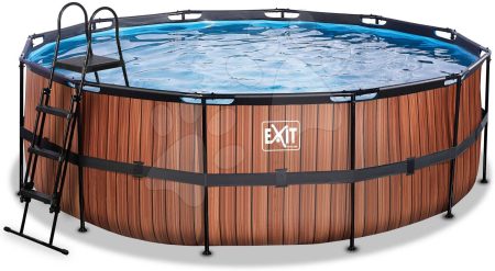 Medence vízforgatóval Wood pool Exit Toys kerek acél medencekeret 427*122 cm barna 6 évtől gyerek játék webáruház - játék rendelés online