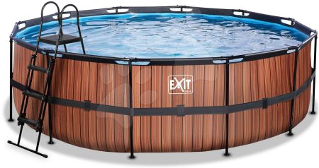 Medence vízforgatóval Wood pool Exit Toys kerek acél medencekeret 450*122 cm barna 6 évtől gyerek játék webáruház - játék rendelés online