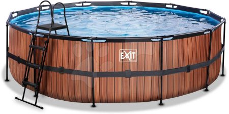 Medence vízforgatóval  Wood pool Exit Toys kerek acél medencekeret 488*122 cm barna 6 évtől gyerek játék webáruház - játék rendelés online