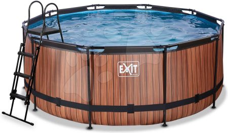 Medence homokszűrős vízforgatóval Wood pool Exit Toys kerek acél medencekeret 360*122 cm barna 6 évtől gyerek játék webáruház - játék rendelés online