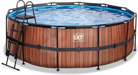 Medence homokszűrős vízforgatóval Wood pool Exit Toys kerek acél medencekeret 427*122 cm barna 6 évtől gyerek játék webáruház - játék rendelés online