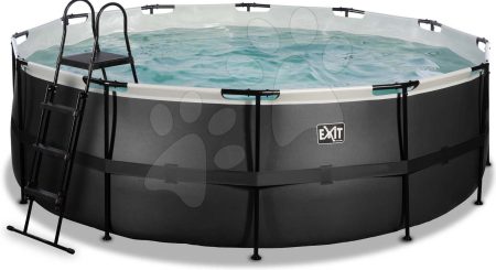 Medence homokszűrős vízforgatóval Black Leather pool Exit Toys kerek acél medencekeret 427*122 cm fekete 6 évtől gyerek játék webáruház - játék rendelés online