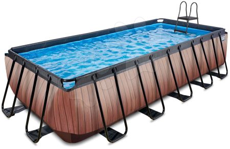 Medence homokszűrős vízforgatóval Wood pool Exit Toys acél edencekeret 540*250*122 cm barna 6 évtől gyerek játék webáruház - játék rendelés online