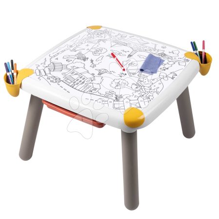 Kreatív rajzasztal gyerekeknek Kid Creative Table Smoby 3 tárolóhellyel 11 tartozék filctollakkal és képekkel 70*70*47 cm 24 hó-tól gyerek játék webáruház - játék rendelés online