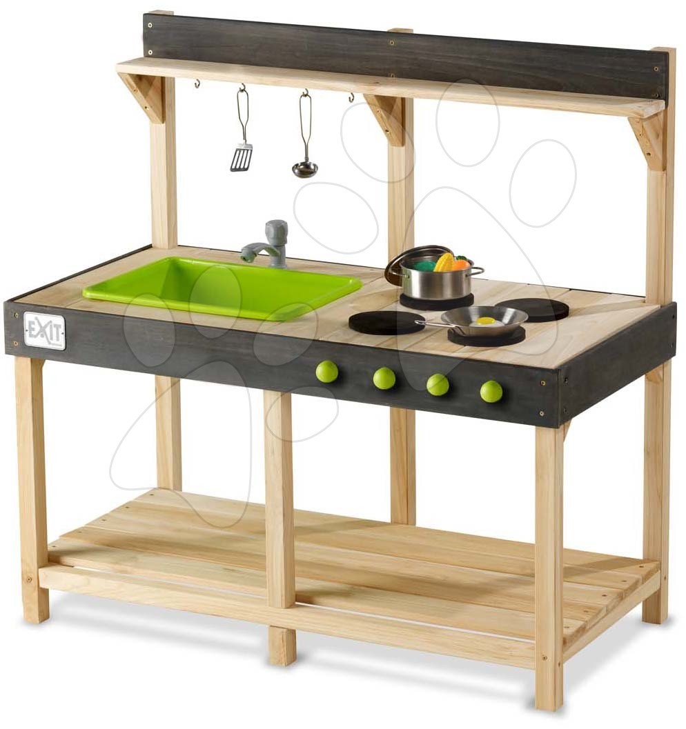 Játékkonyha cédrusból csapteleppel Yummy 100 Outdoor Play Kitchen Exit Toys kültéri konyhai eszközökkel 24 hó-tól gyerek játék webáruház - játék rendelés online