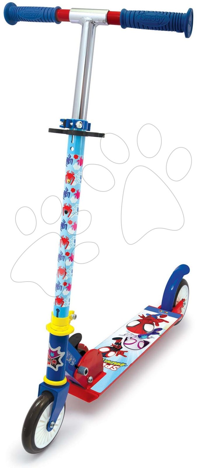 Kétkerekű roller Spidey Spiderman Disney Smoby összecsukható fékkel magasságilag állítható max. 83 cm-ig 5 évtől gyerek játék webáruház - játék rendelés online