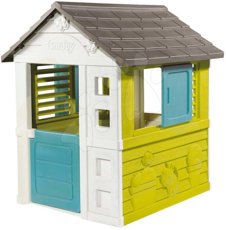 Házikó Pretty New Grey Playhouse Smoby 2 ablak árnyékolóval és elhúzható zsalugáterrel és felezett ajtóval UV szűrő 2 évtől gyerek játék webáruház - játék rendelés online