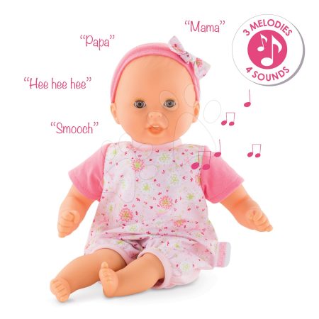 Játékbaba Bebe Calin Loving & Melodies Features Corolle inetraktív 4 hanggal és 3 dallammal barna pislogó szemekkel 30 cm 18 hó-tól gyerek játék webáruház - játék rendelés online