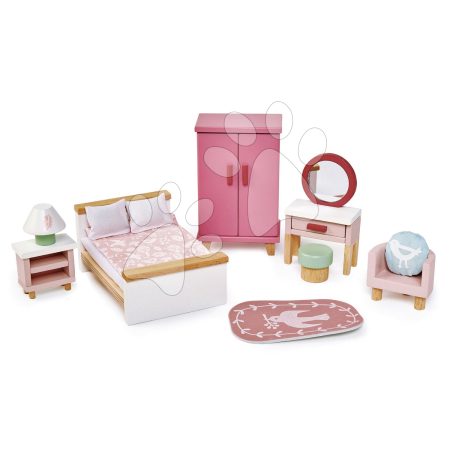 Fa hálószoba bútor Dovetail Bedroom Set Tender Leaf Toys 9 darabos készlet komplett felszereléssel gyerek játék webáruház - játék rendelés online