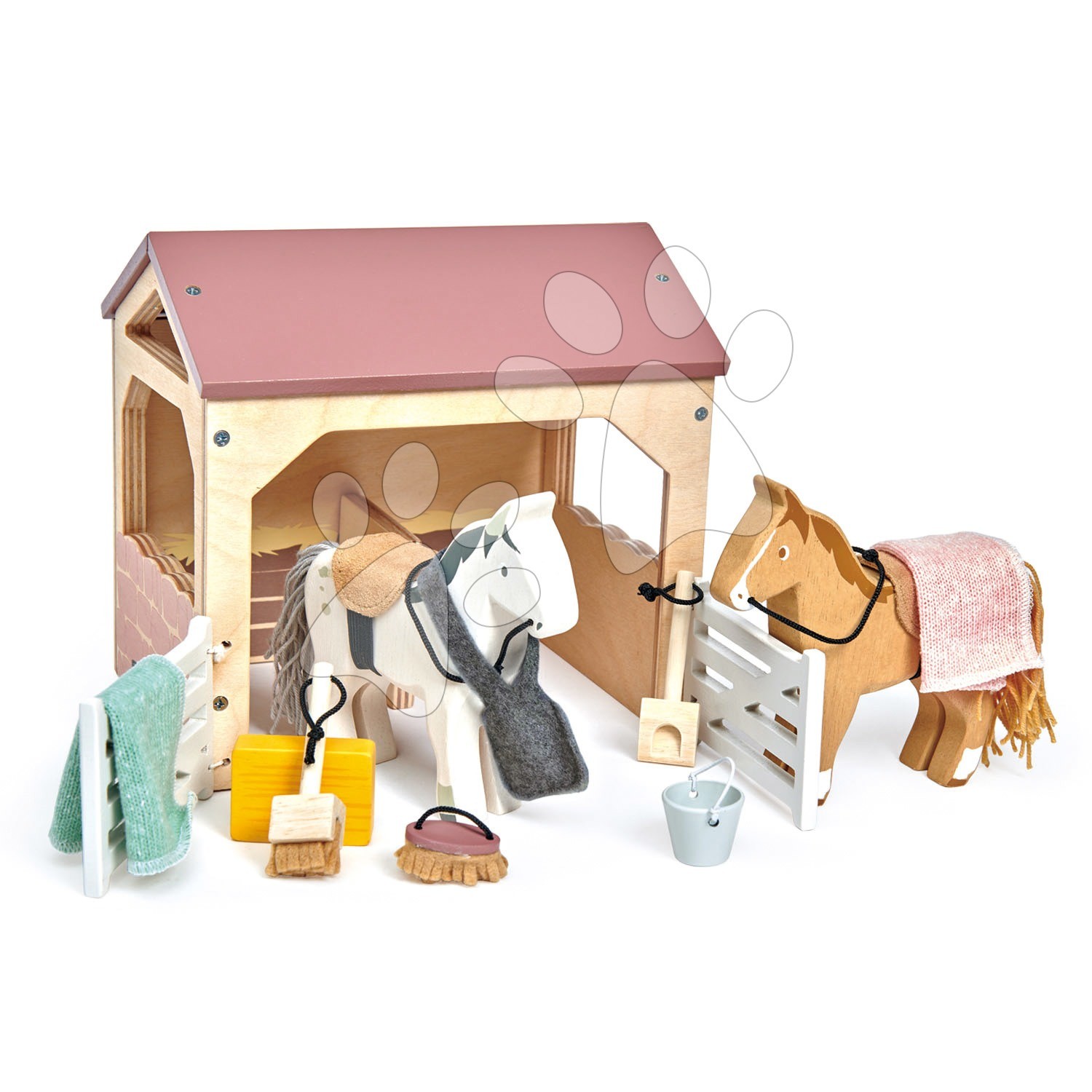 Fa istálló lovakkal The Stables Tender Leaf Toys takaróval és kiegészítőkkel gyerek játék webáruház - játék rendelés online