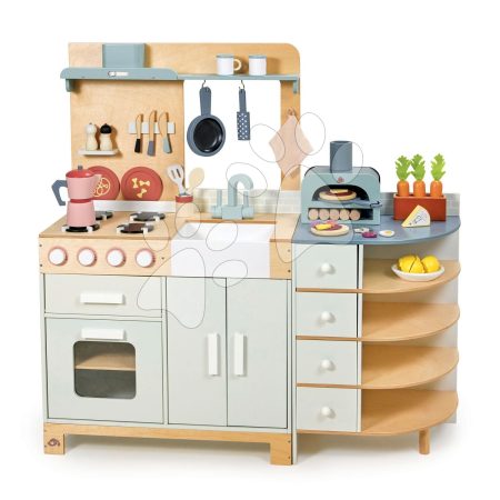 Fa játékkonyha pizzasütővel La Fiamma Grand Kitchen Tender Leaf Toys gazdagon felszerelt és kibővített pulttal 101 cm magas gyerek játék webáruház - játék rendelés online