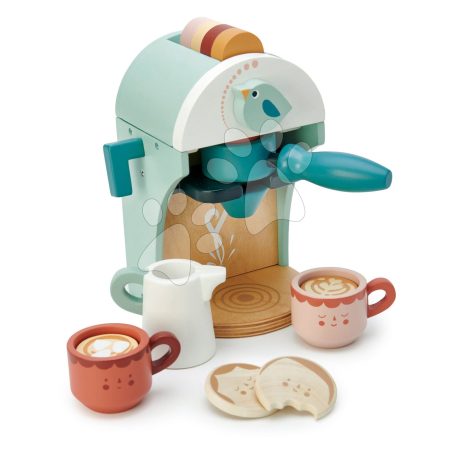 Fa kávéfőző Cappuccino Babyccino Maker Tender Leaf Toys két csészével és aprósüti tejjel gyerek játék webáruház - játék rendelés online