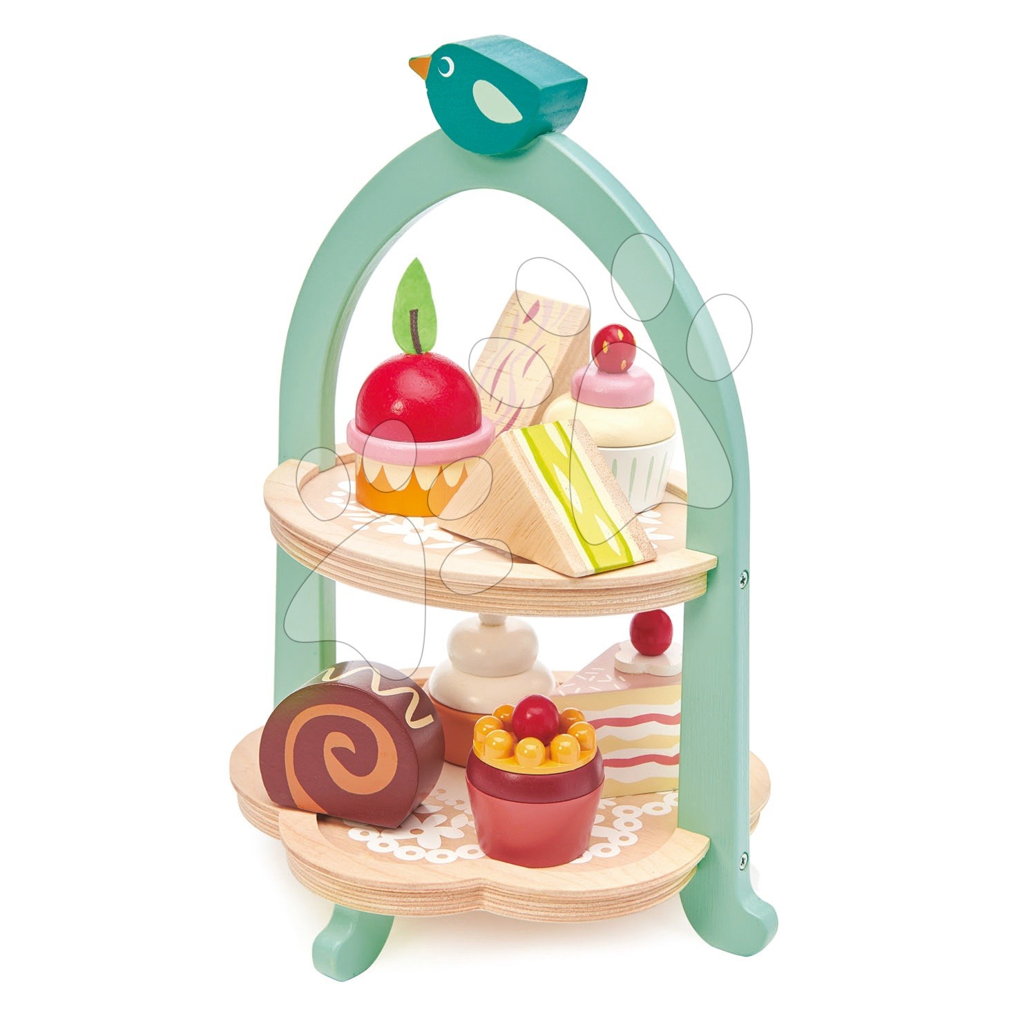 Fa cukrászda Birdie Afternoon Tea stand Tender Leaf Toys sütikkel és szendvicsekkel gyerek játék webáruház - játék rendelés online