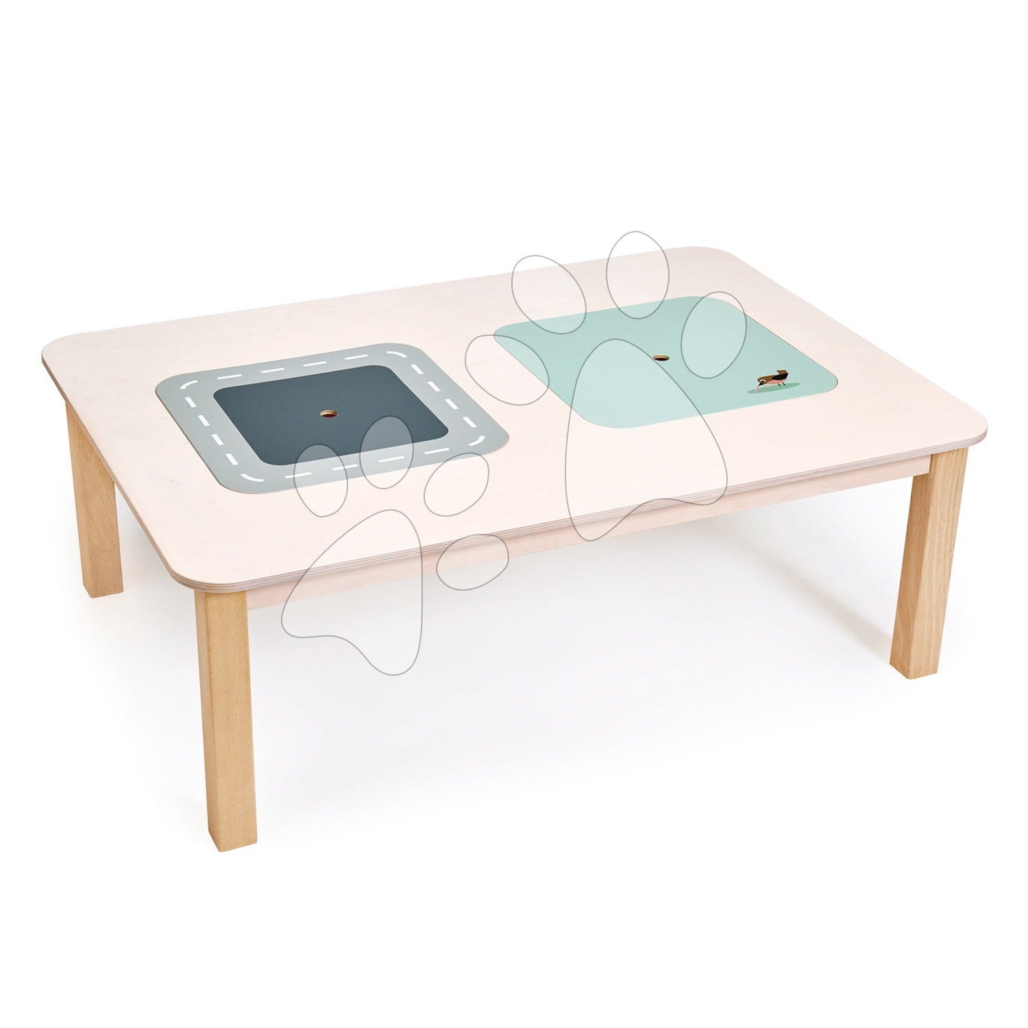 Fa téglalap alakú játszóasztal Play Table Tender Leaf Toys tároló rekeszekkel és madárkával gyerek játék webáruház - játék rendelés online