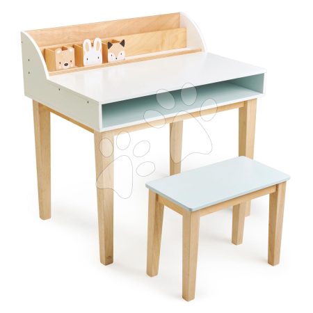 Fa asztal székkel Desk and Chair Tender Leaf Toys tárolórésszel és 3 állatkás tárolódobozzal gyerek játék webáruház - játék rendelés online