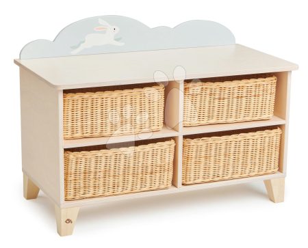 Fa nyuszis szekrényke Bunny Storage Unit Tender Leaf Toys 4 fonott tároló kosárral gyerek játék webáruház - játék rendelés online