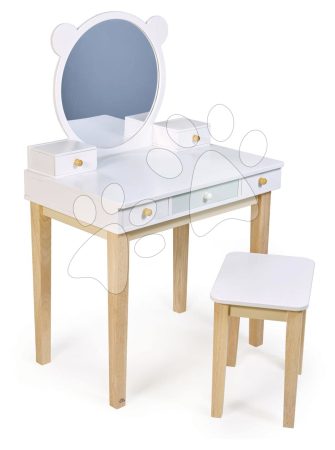 Fa pipere asztal kisszékkel Forest Dressing Table Tender Leaf Toys; tükör és 5 fiók gyerek játék webáruház - játék rendelés online