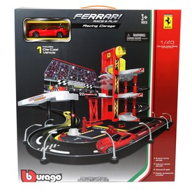 Játék webáruház - Bburago Ferrari Racing garázs 1:43 online gyerekjáték rendelés Játékautó és jármű - Játék autópálya