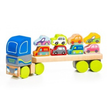 Cubika Fa kamion autószállító utánfutóval - 32 cm online gyerekjáték rendelés Fajáték - Játékvonat